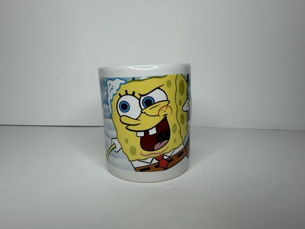 Sponge Bob Square Pants And Patrick Ceramic Snow Fun Winter Mug Viacom 2007